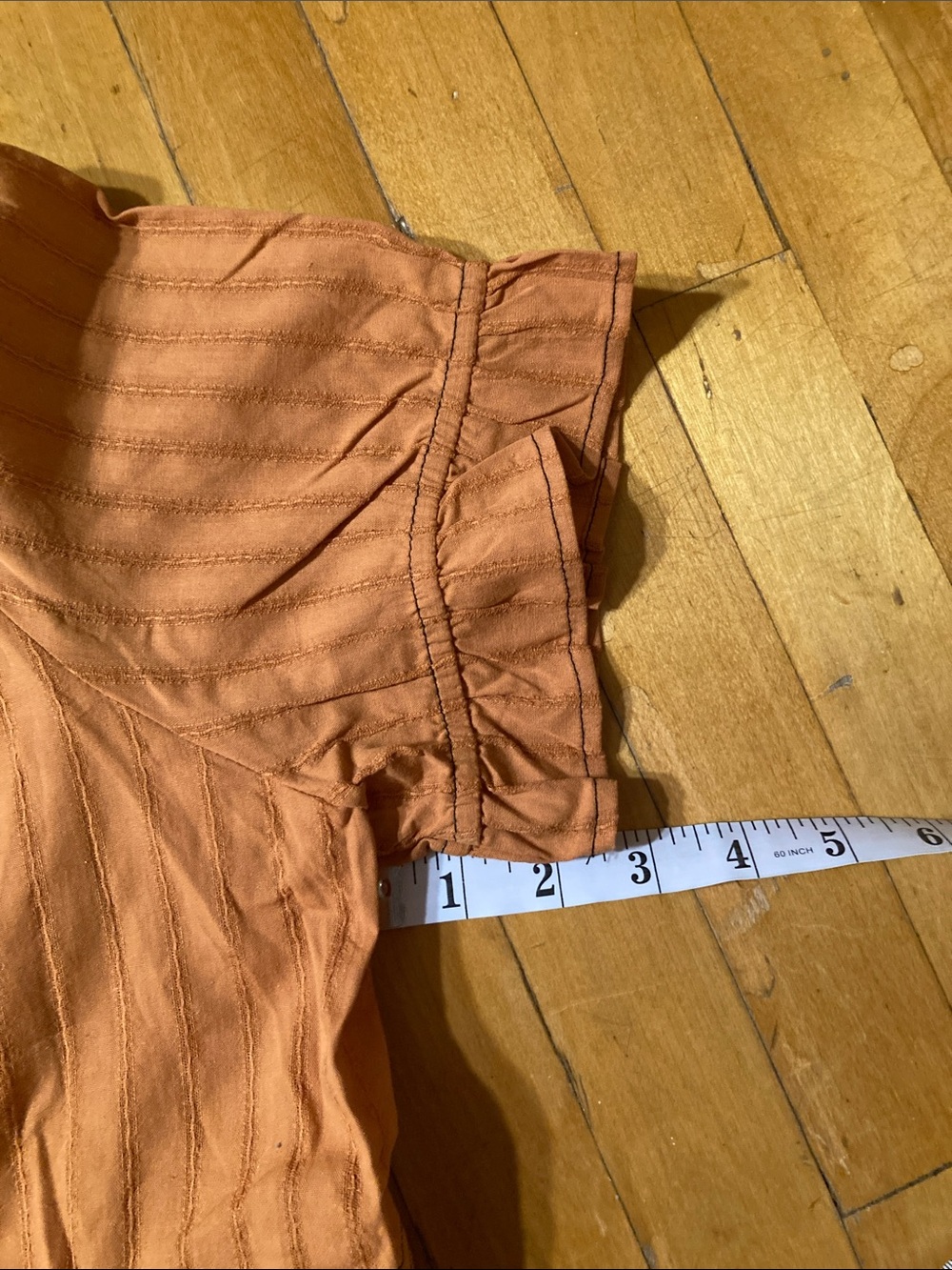 Rust Ruffle-Front Short Sleeve Blouse - Picture 11 of 12